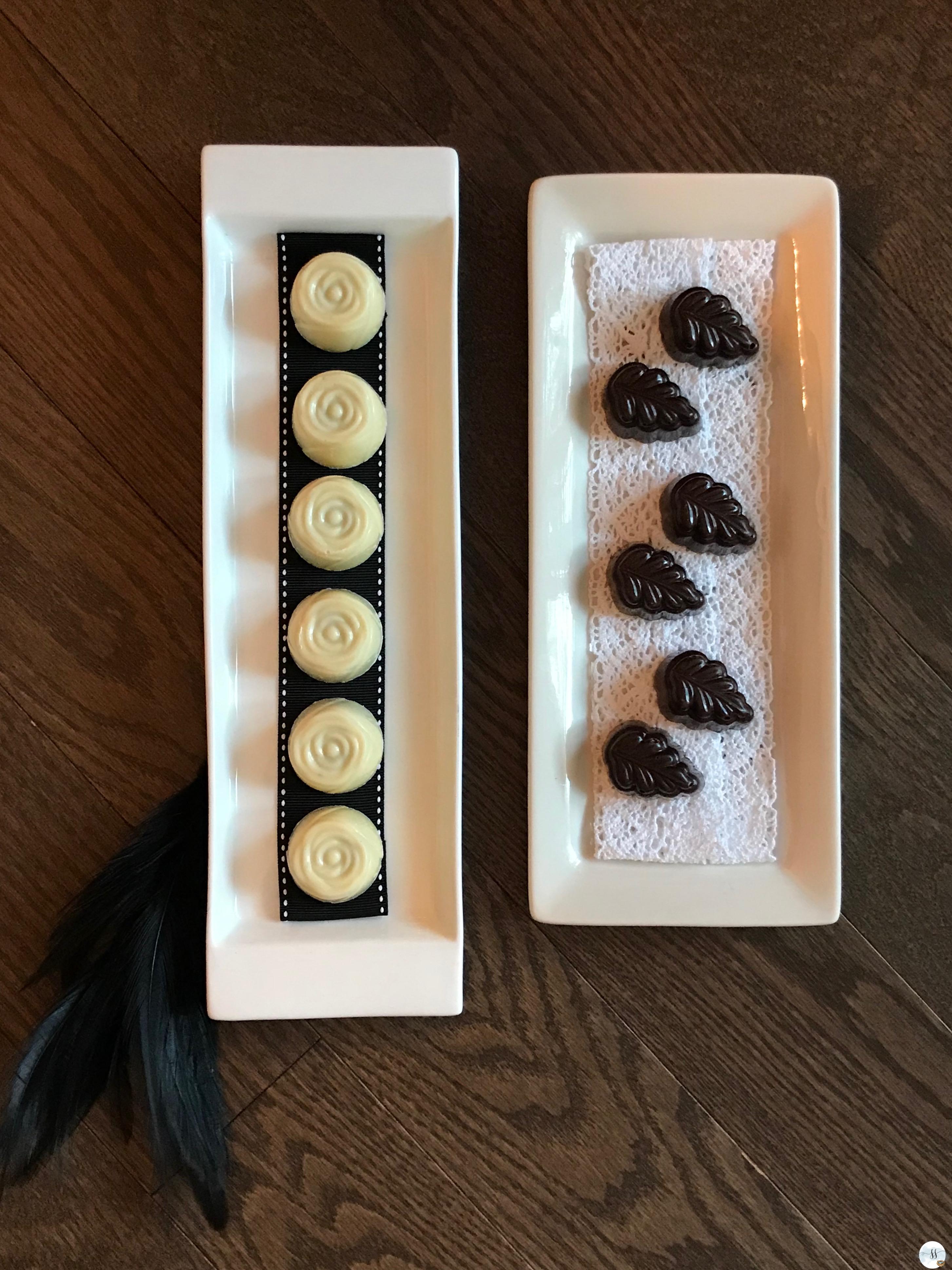 gothic dinner party theme for Halloween. Perfect little chocolate presentation. 