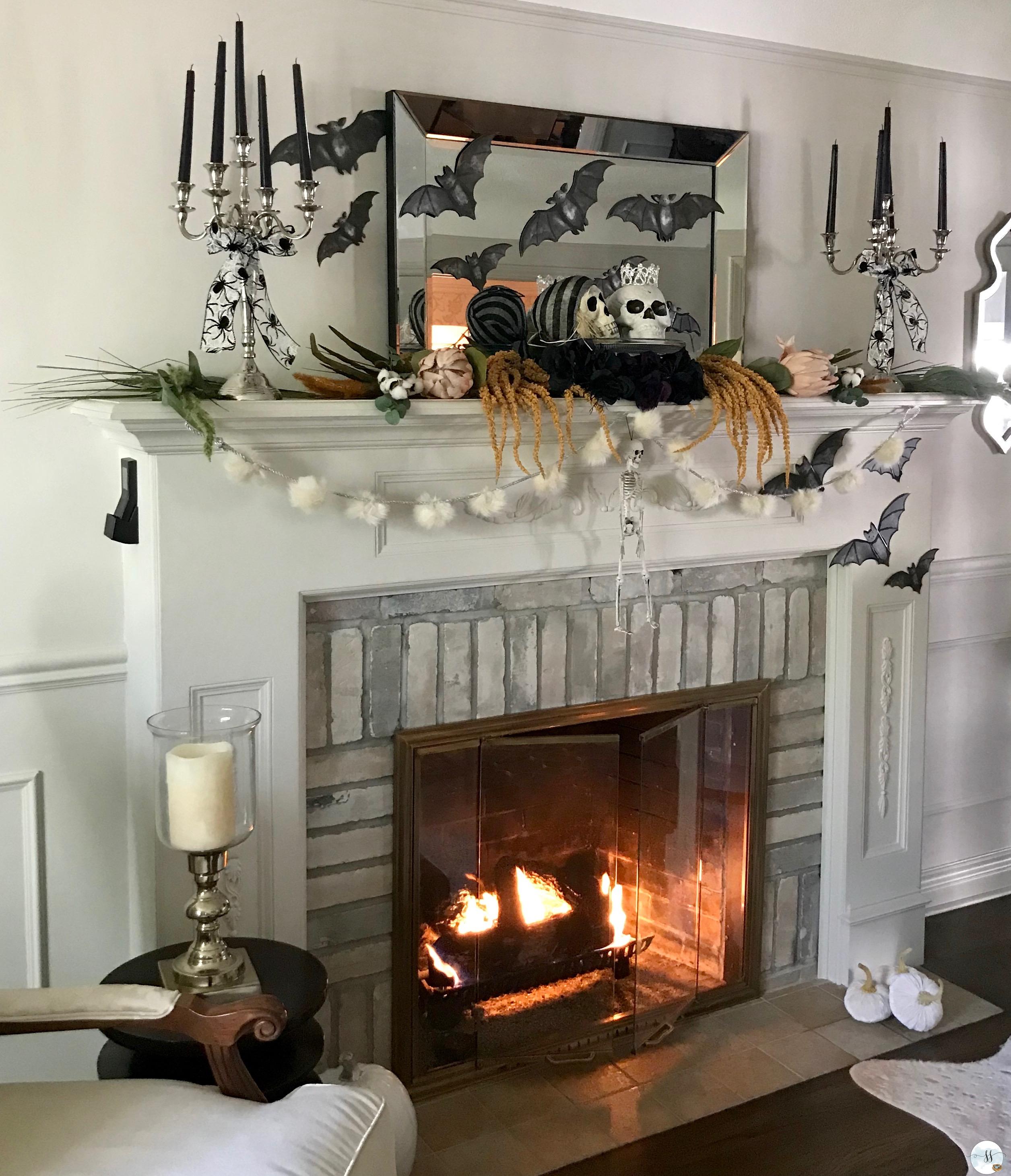 halloween fireplace mantel decor