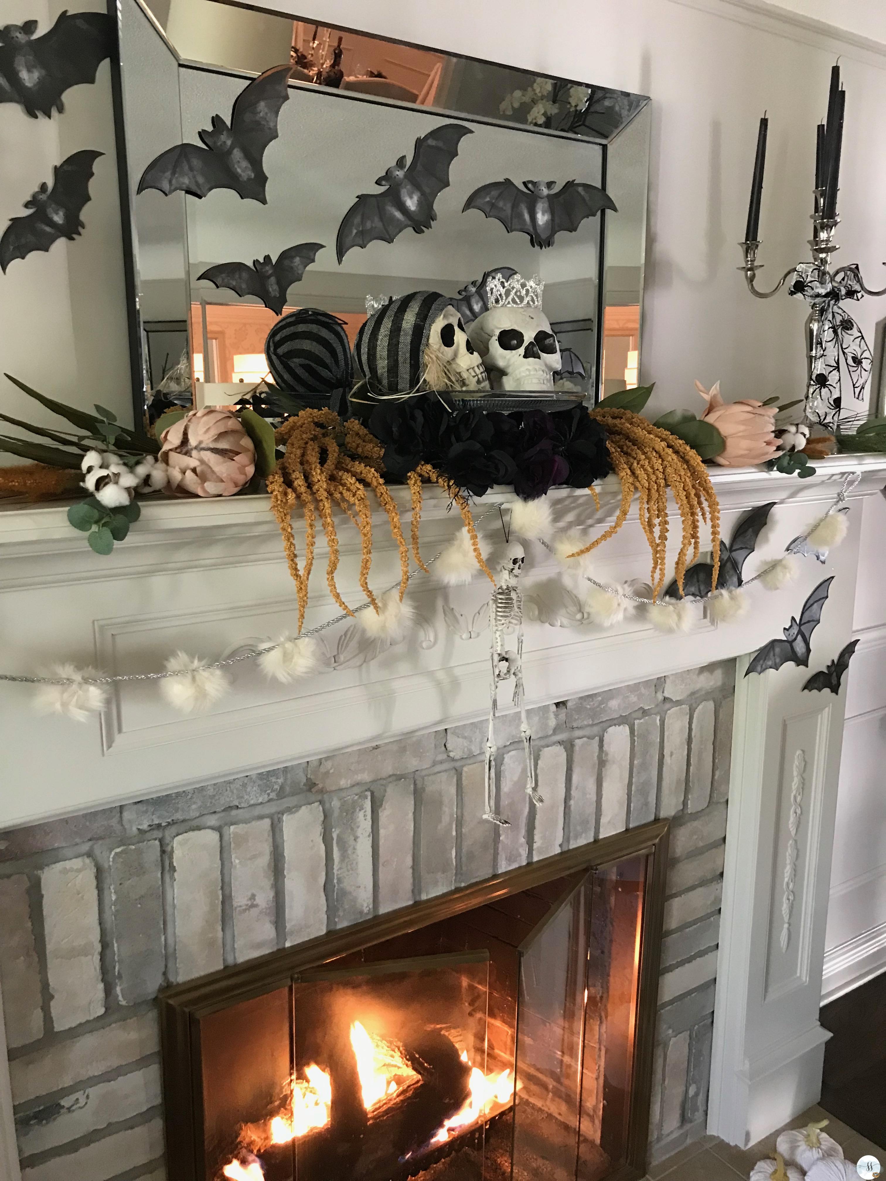 halloween fireplace mantel decor