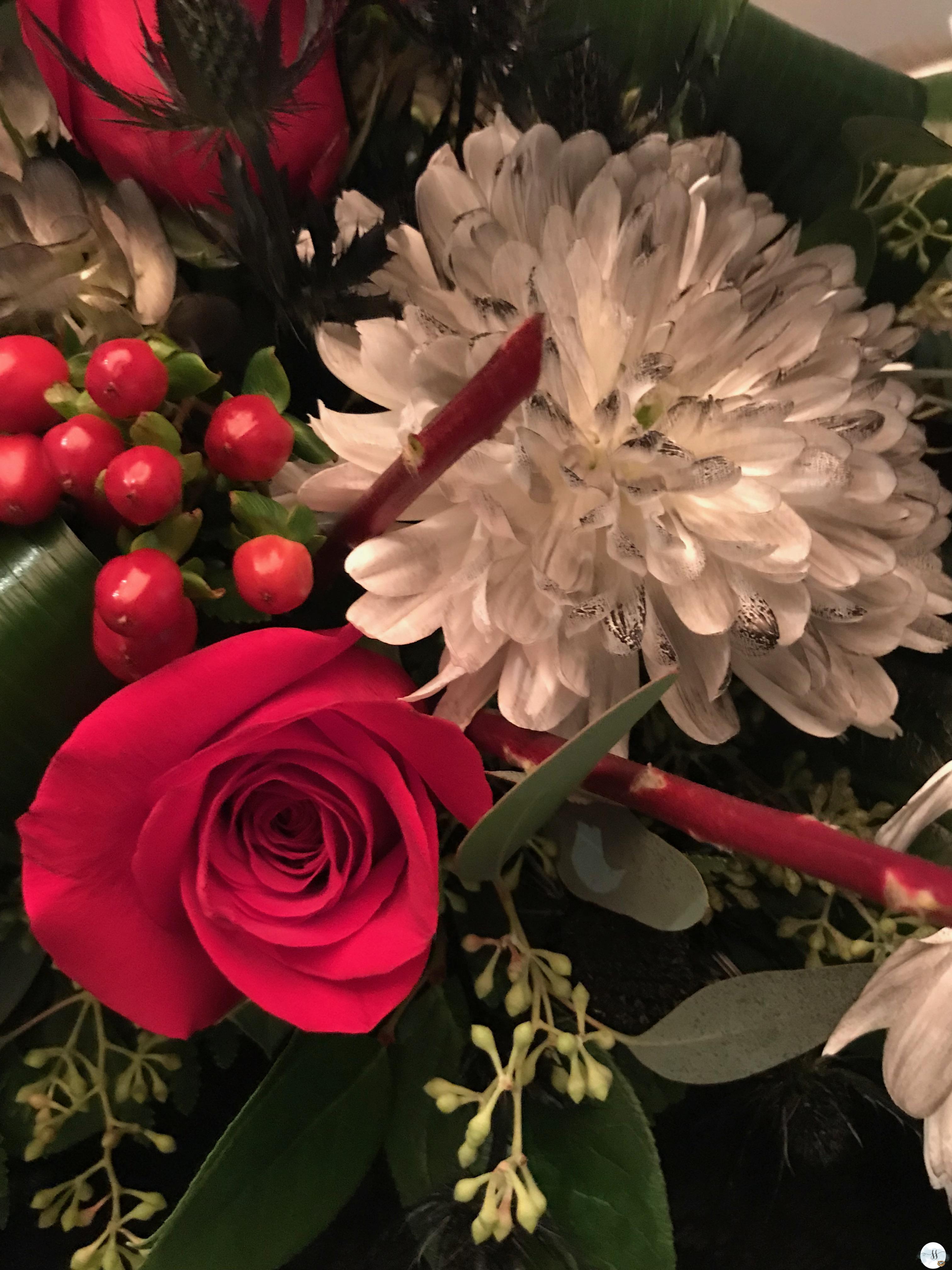 stunning floral arrangement for Gothic table setting at Halloween