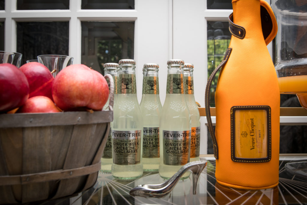 fall bar cart with champagne veuve clicquot recipe