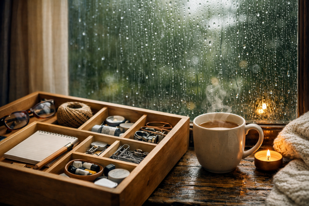 rainy day spring cleaning organizing drawer cozy home